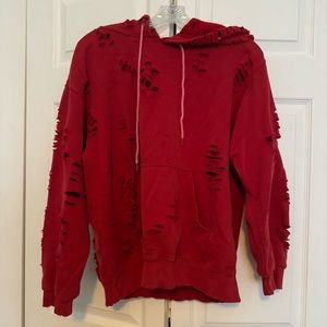 Emma & Sam red ripped hoodie